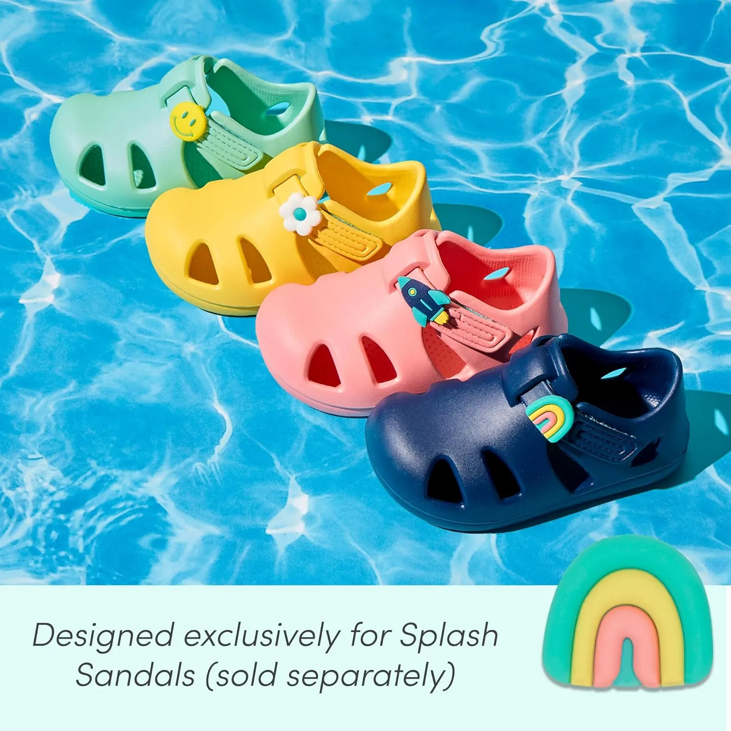 Ten Little Splash Sandal Charms for Kids, 2-Pack Silicone Shoe Charms for Boys and Girls