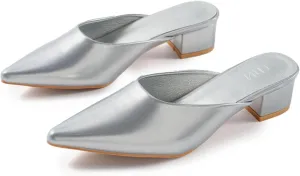 TIJN Heels,Pointed Toe Mules for Momen with Low Heel, Breathable Mesh Knit Slip On Flat Sandals,Helka