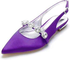 TNXZ Women Mules Shoes Backless Patent Leather Pointed Toe Slip On Sandals for Women Rhinestones Bridal Dress Shoes