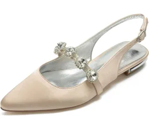 TNXZ Women Mules Shoes Backless Patent Leather Pointed Toe Slip On Sandals for Women Rhinestones Bridal Dress Shoes