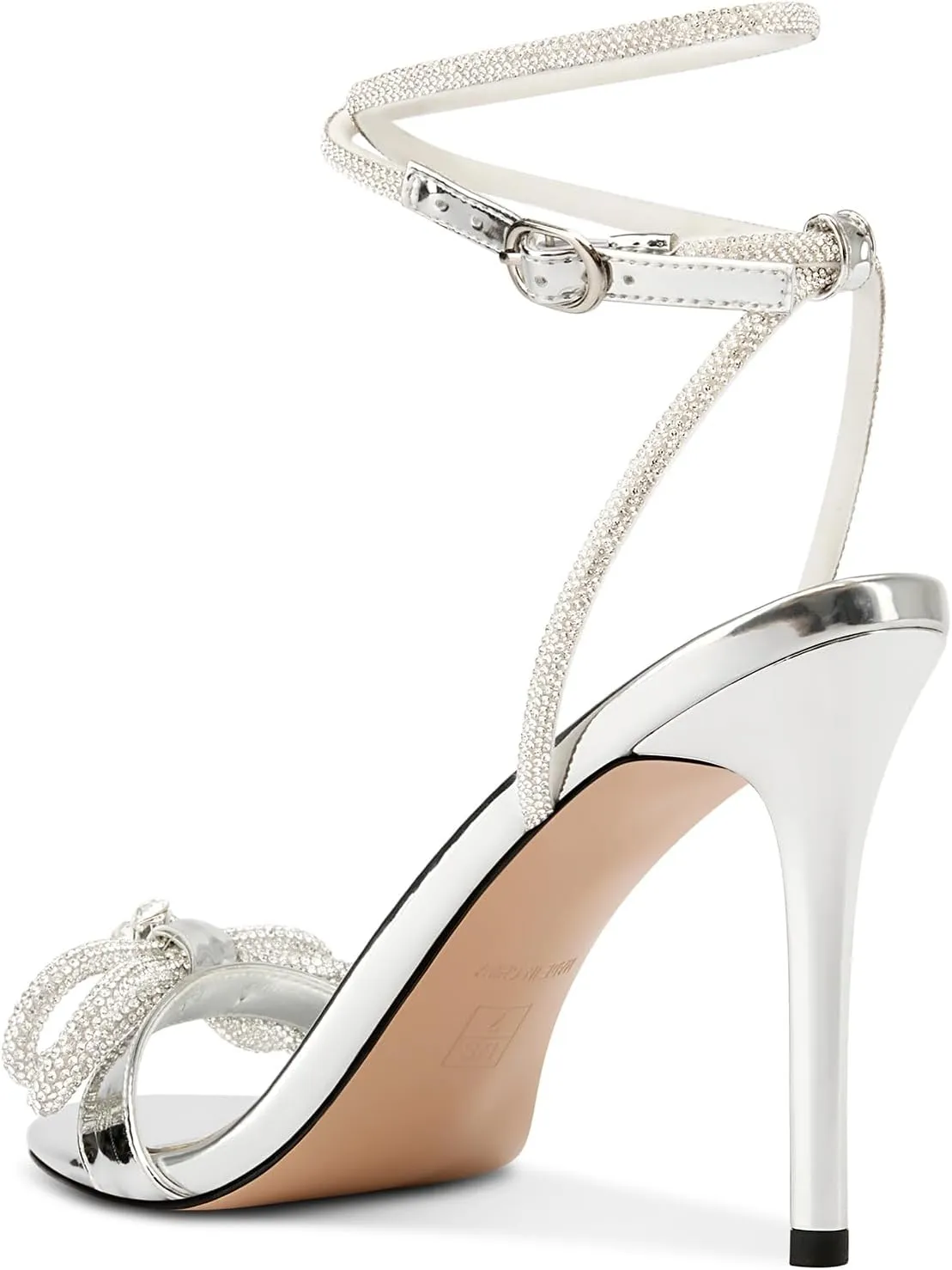 TNYNFBEB Womens Stiletto High Heel Open Toe Sandals Ankle Strap Buckle Rhinestone Crystal Bow-knot Prom Dress Summer 3.9 Inches Heels