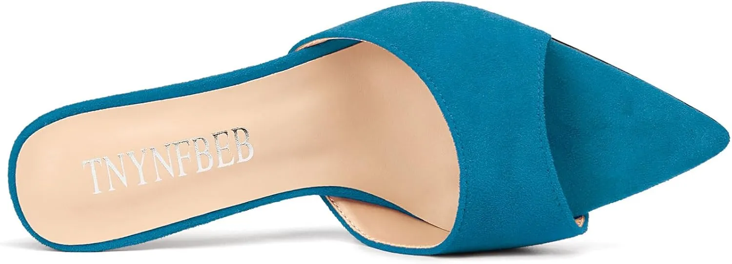 TNYNFBEB Womens Stiletto High Heel Pointed Open Toe Sandals Mules Shoes Slingback Slip-on Prom Party Dress Summer 3.9 Inches Heels