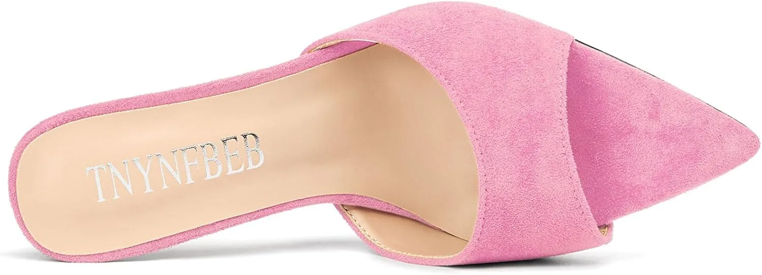 TNYNFBEB Womens Stiletto High Heel Pointed Open Toe Sandals Mules Shoes Slingback Slip-on Prom Party Dress Summer 3.9 Inches Heels
