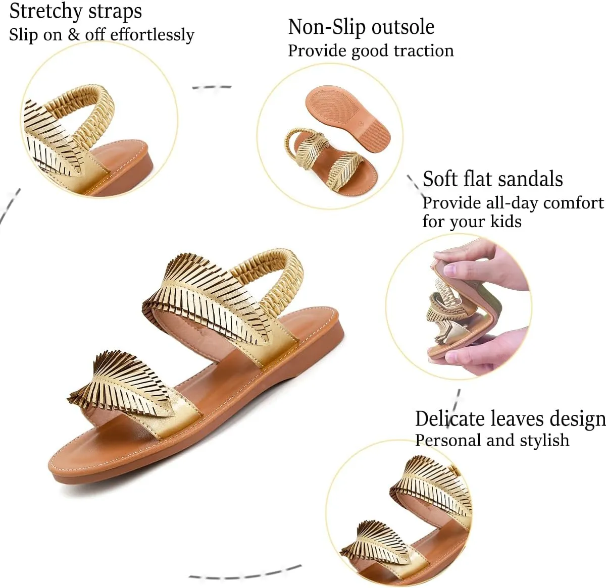 Toddler Girls Sandals Open Toe Summer Flats Flower Girl Dress Shoes for Baby Little Kids