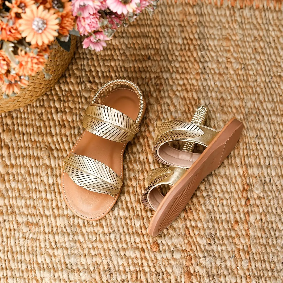 Toddler Girls Sandals Open Toe Summer Flats Flower Girl Dress Shoes for Baby Little Kids