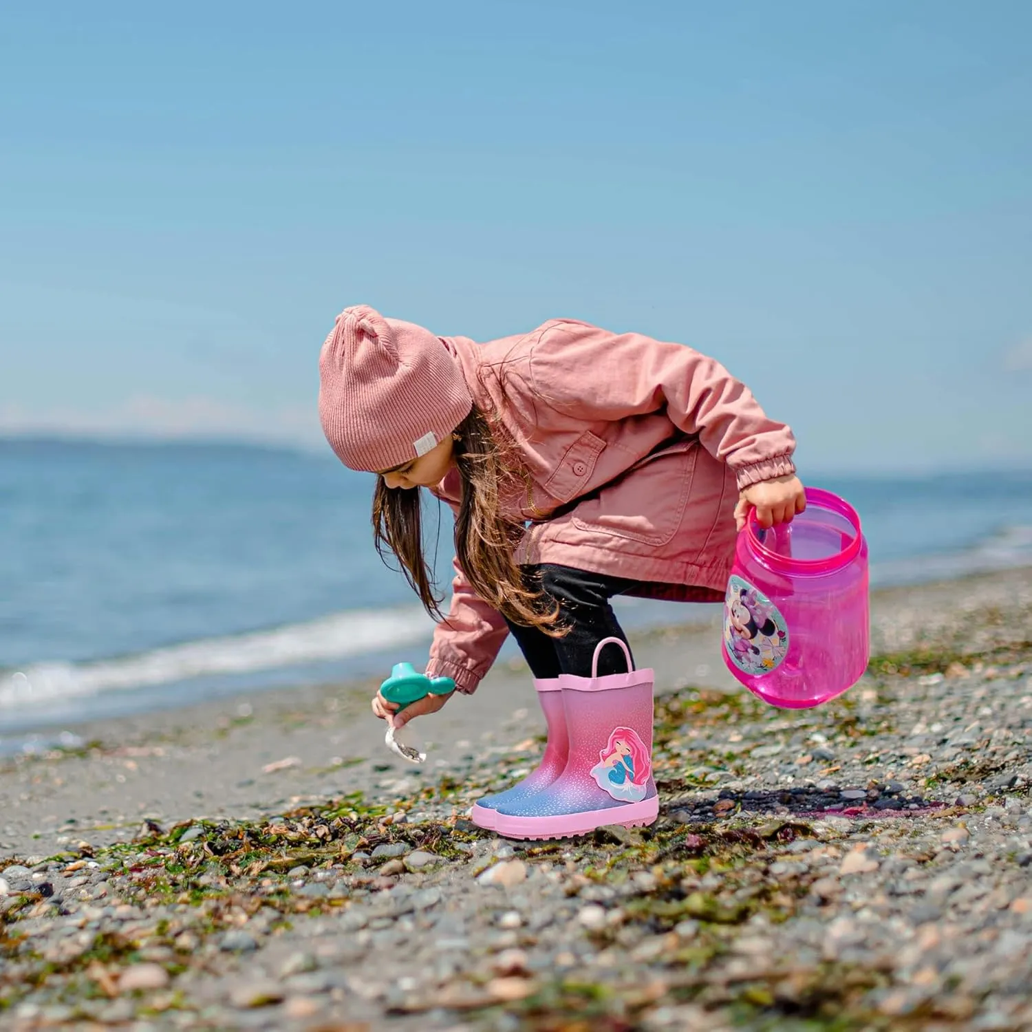 Toddler Rain Boots for Boys and Girls Waterproof Rubber Kids Rain Boots with Easy on Handles All-season