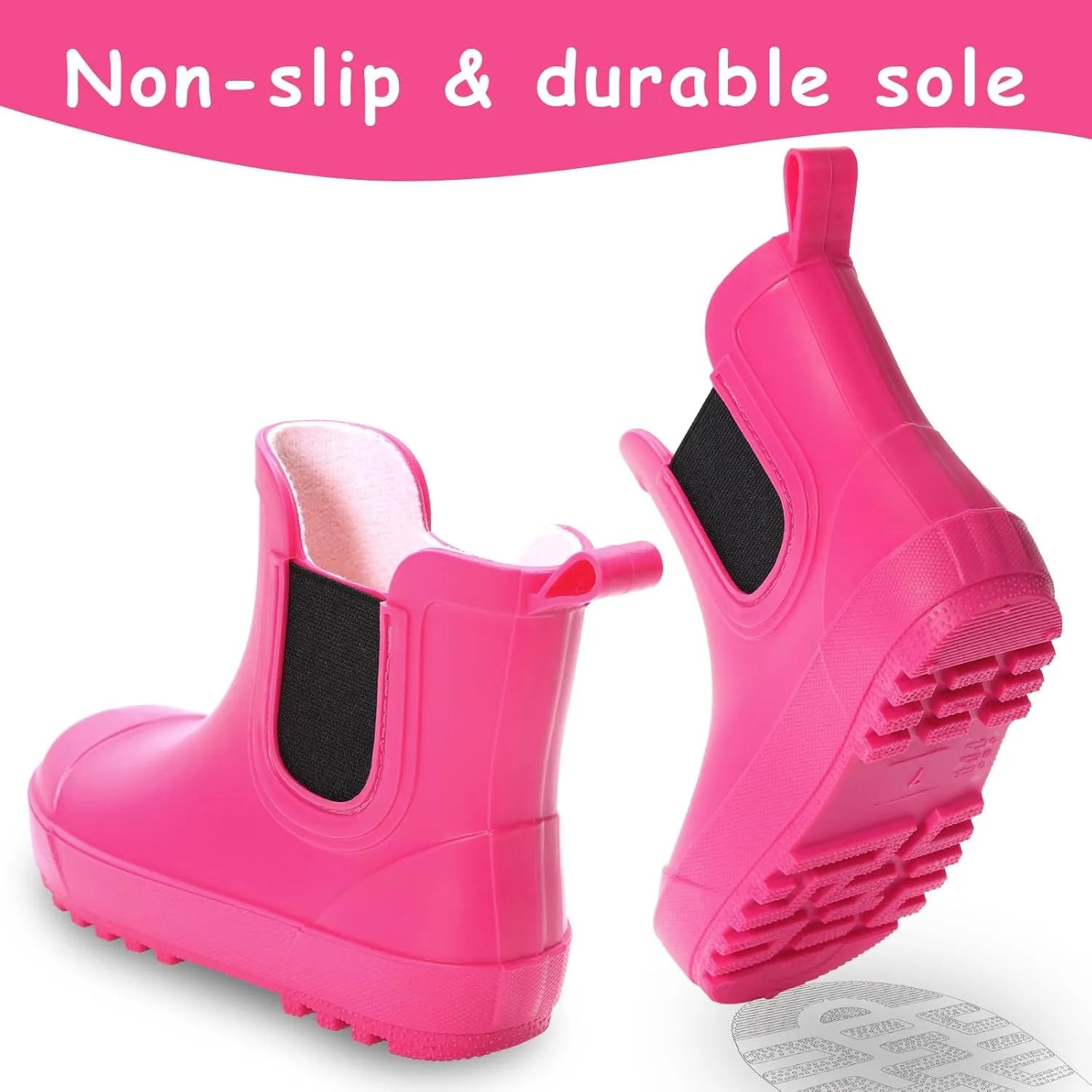 Toddler Rain Boots,Waterproof kids Chelsea Rain Boots for Boys and Girls