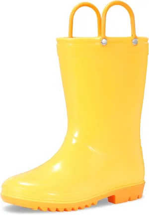 Toddler Rain Boots,Waterproof Kids Rain Boots with Easy-on Handles for Boys and Girls