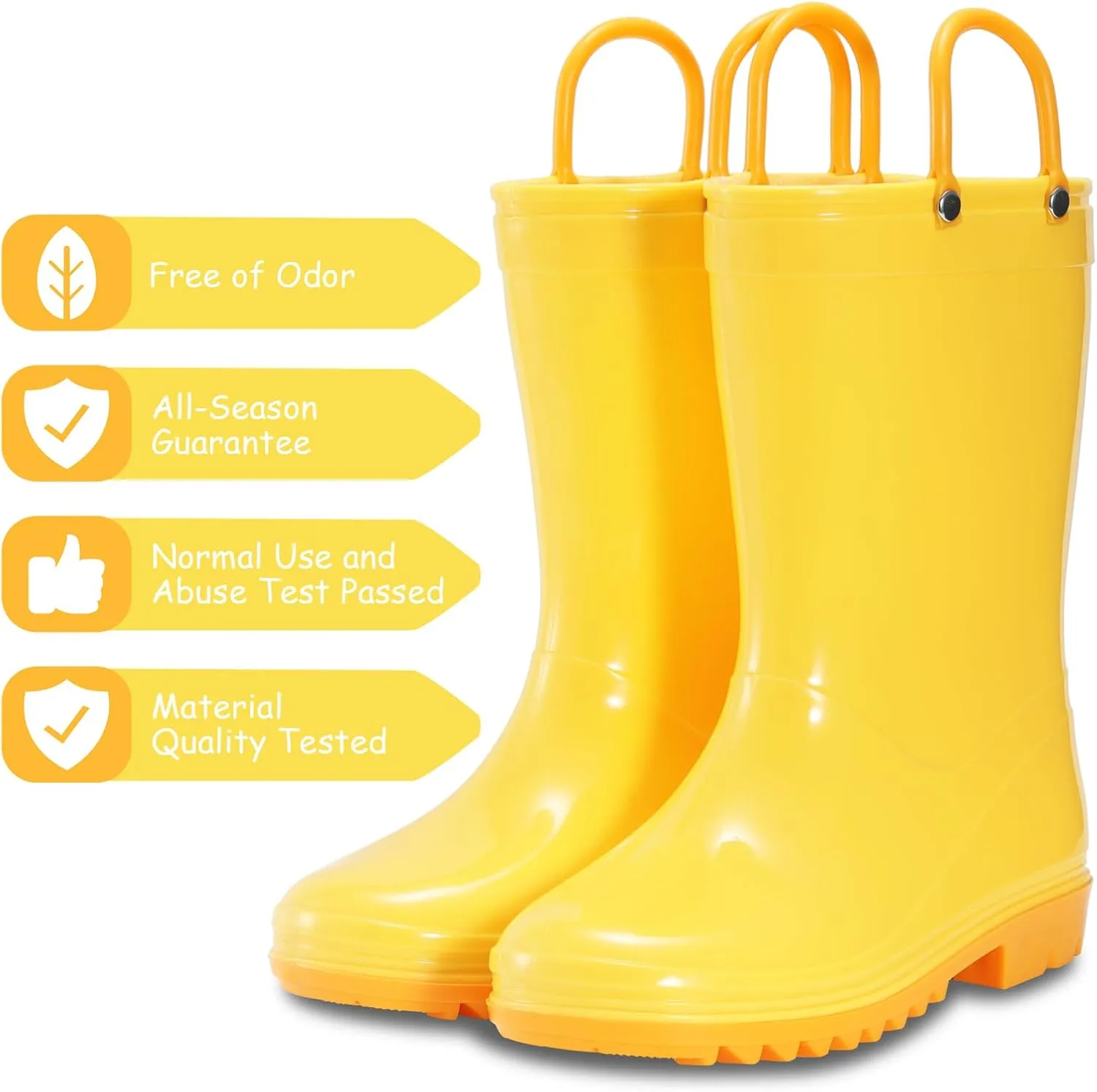 Toddler Rain Boots,Waterproof Kids Rain Boots with Easy-on Handles for Boys and Girls