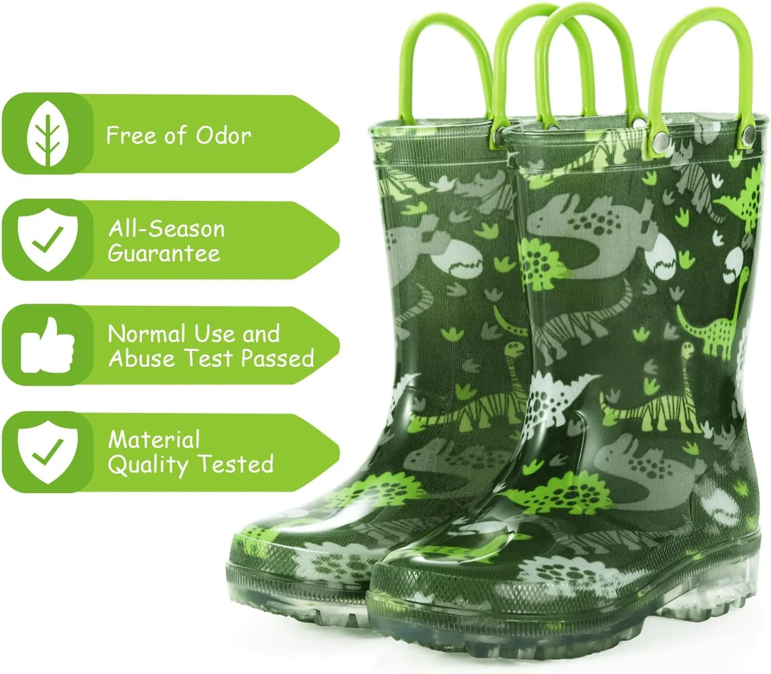 Toddler Rain Boots,Waterproof Light Up Kids Rain Boots with Easy-on Handles for Boys and Girls