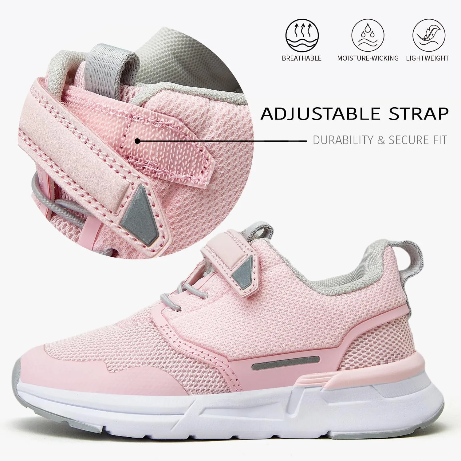 Toddler Sport Sneakers with Hook and Loop Closure - Lightweight Athletic Running Shoes for Boys and Girls