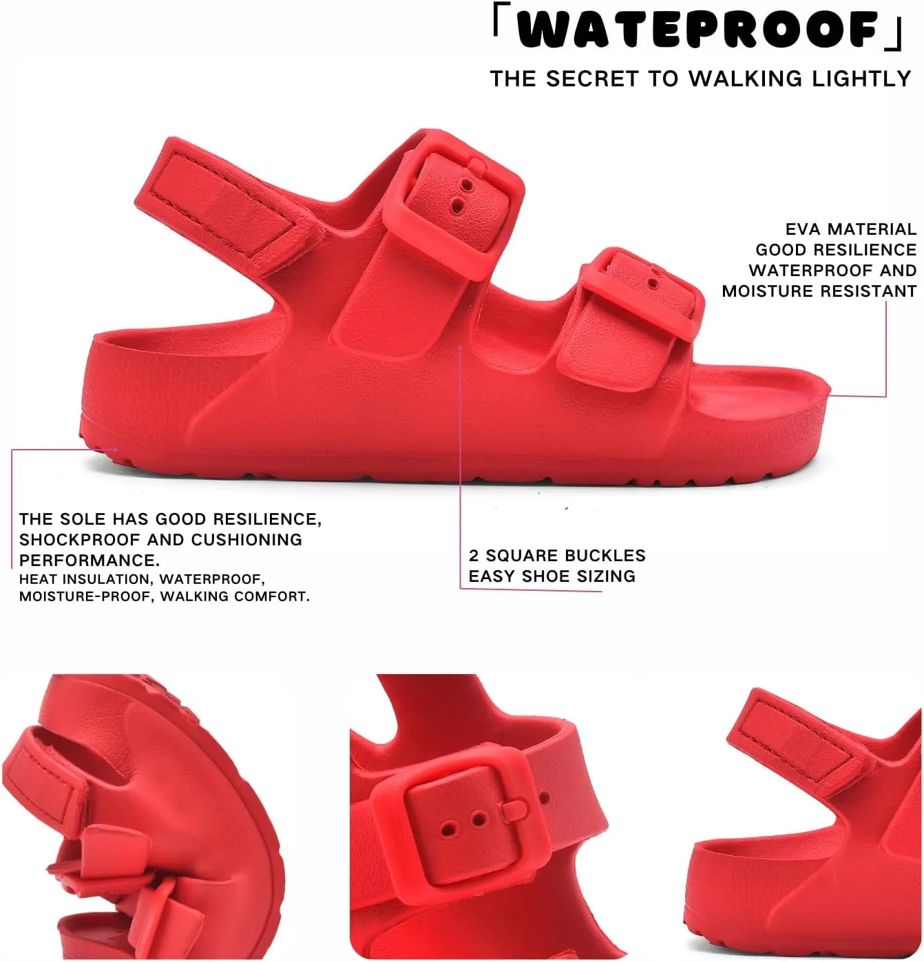 Toddler Unisex Adjustable Buckle Sandals – Comfortable Open Toe Beach & Pool Shoes for Boys & Girls with Back Strap