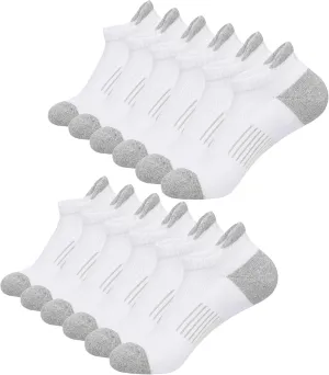 Toes Home Ankle Socks for Women Running Socks, Cushioned Athletic Low Cut Compression Socks Footies for Sneakers 6 Pairs