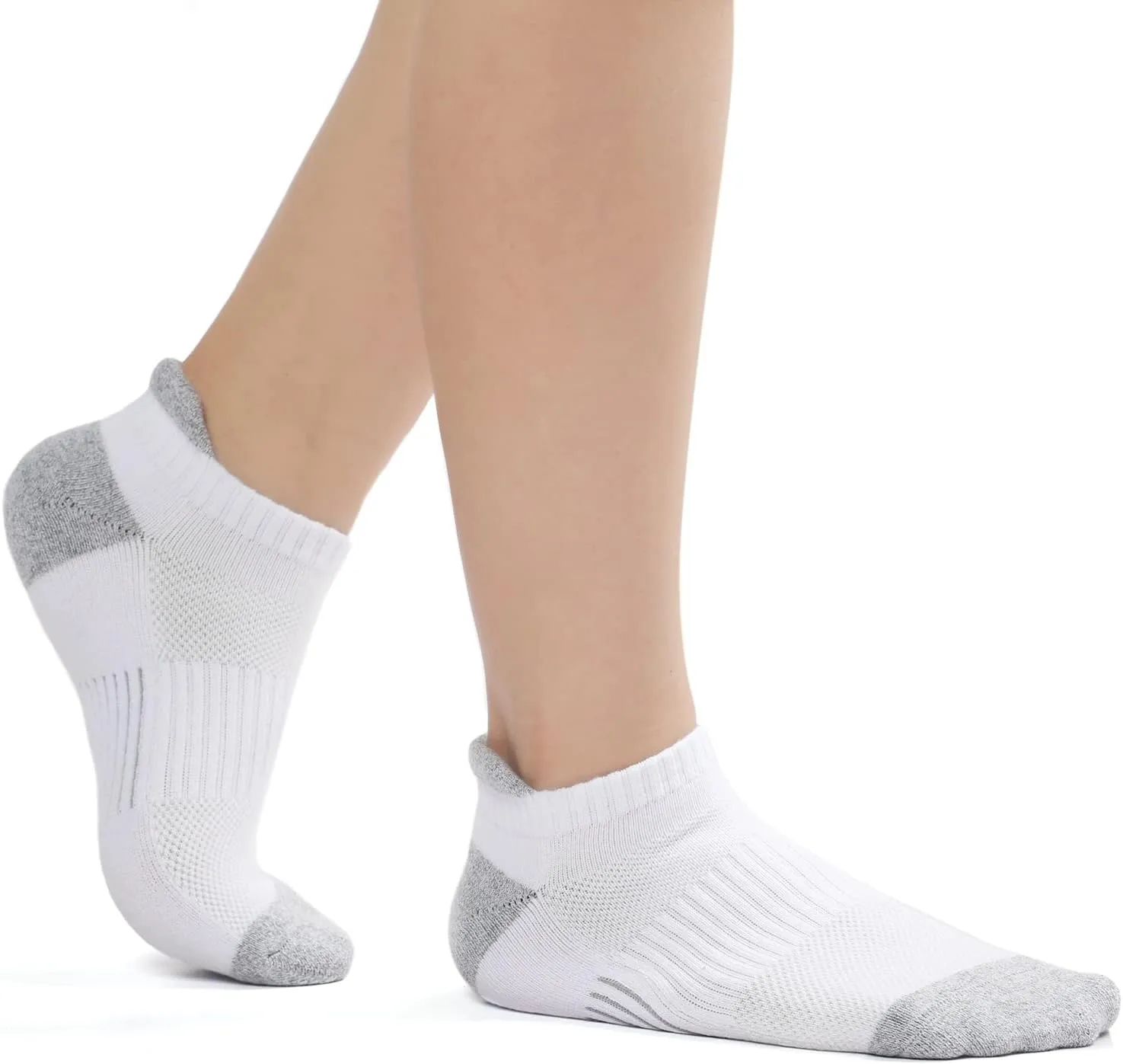 Toes Home Ankle Socks for Women Running Socks, Cushioned Athletic Low Cut Compression Socks Footies for Sneakers 6 Pairs