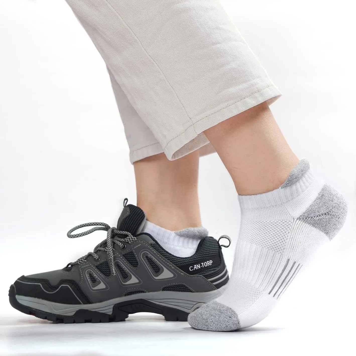 Toes Home Ankle Socks for Women Running Socks, Cushioned Athletic Low Cut Compression Socks Footies for Sneakers 6 Pairs