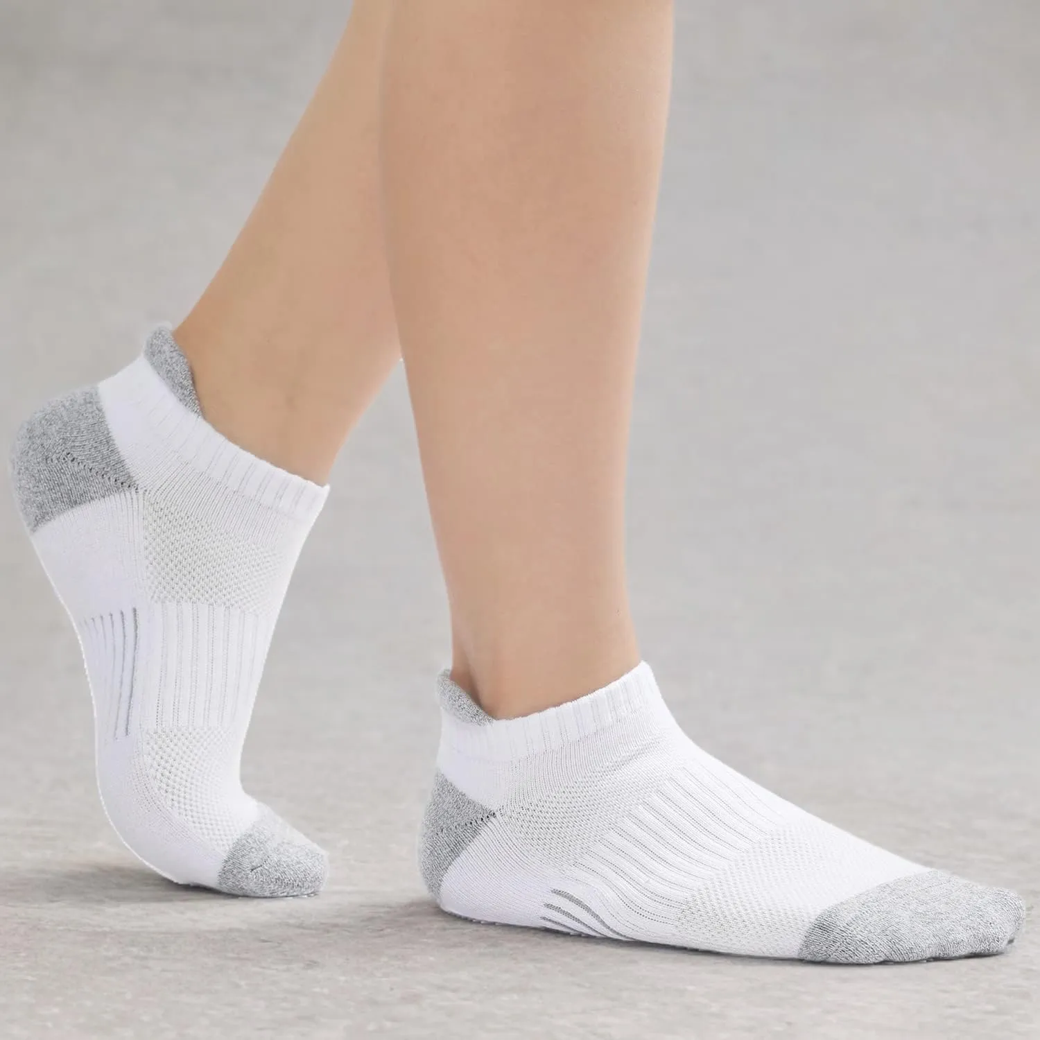 Toes Home Ankle Socks for Women Running Socks, Cushioned Athletic Low Cut Compression Socks Footies for Sneakers 6 Pairs
