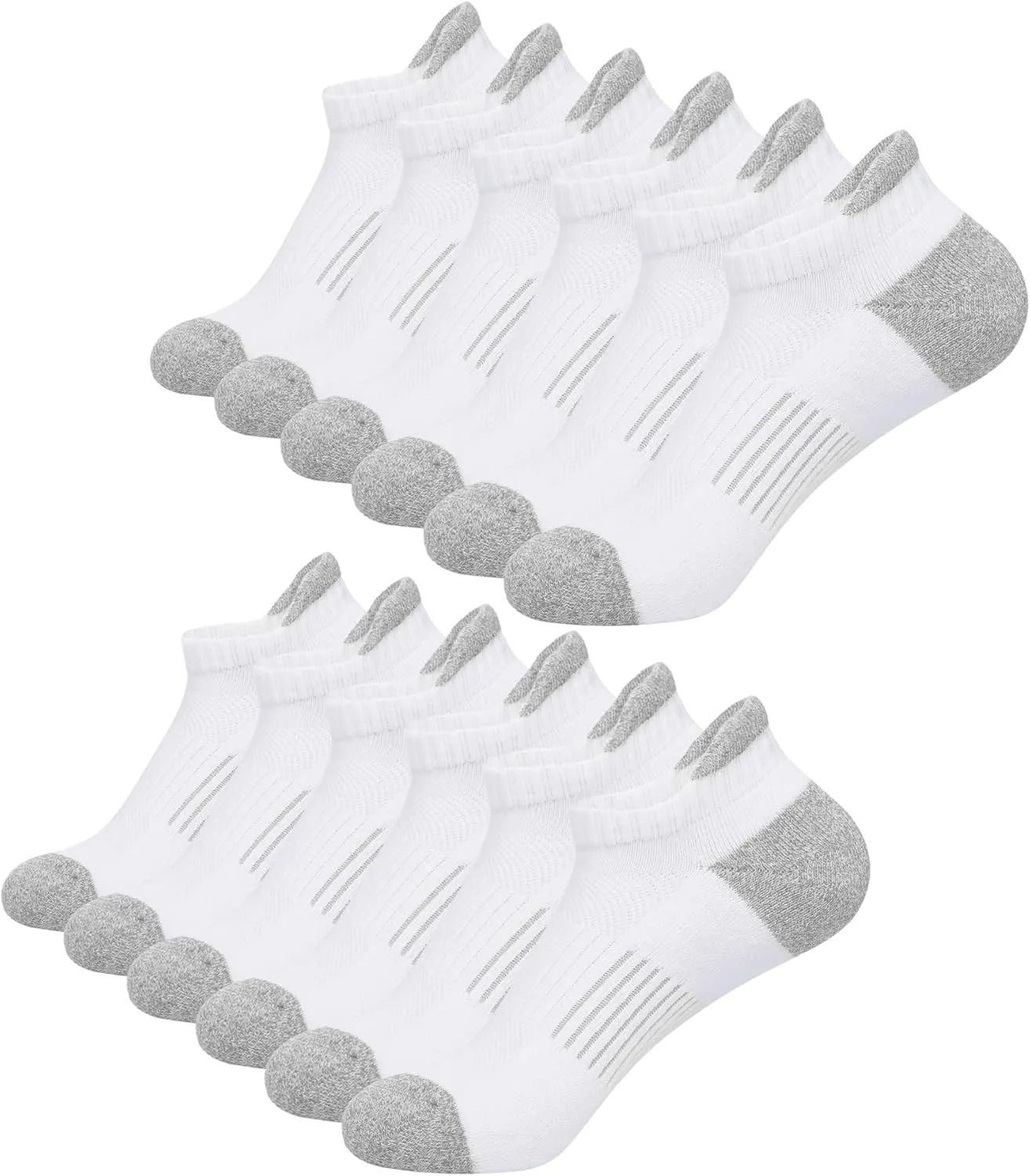 Toes Home Ankle Socks for Women Running Socks, Cushioned Athletic Low Cut Compression Socks Footies for Sneakers 6 Pairs