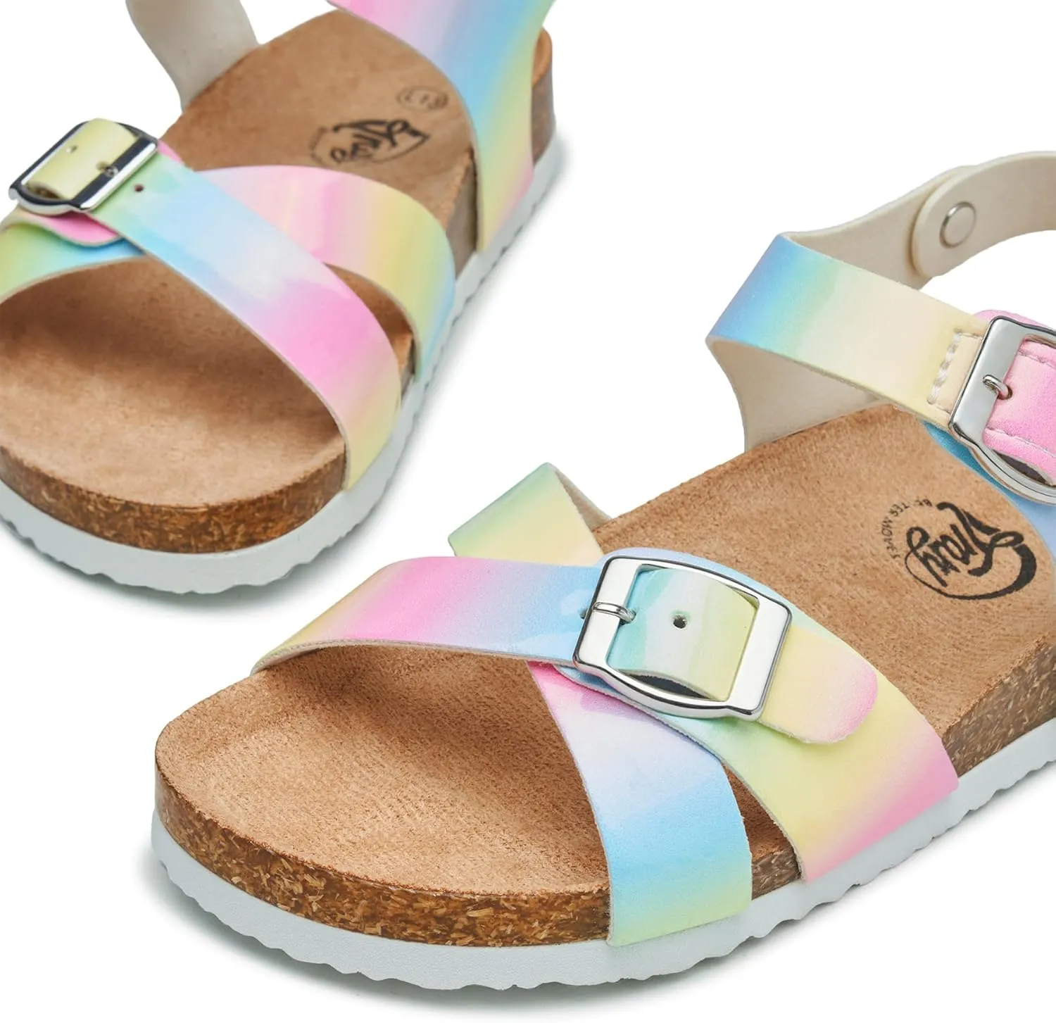 Trary Girls Sandals Open Toe Casual Summer Shoes with Cork Footbed Comfortable Flat Sandals for Little Kids