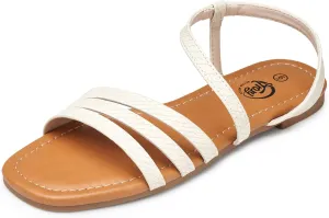 Trary Sandals for Women, Womens Sandals Shoes Square Open Toe Cute Strappy Women's Flats Sandals for Dressy Beach Summer Wedding Comfortable Casual Sandalias De Mujer