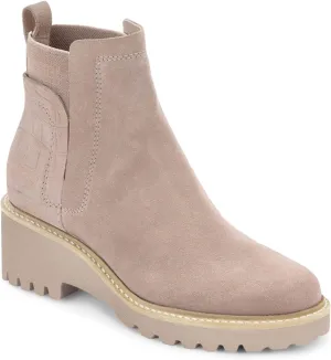 Trish Lucia Womens Platform Lug Sole Chelsea Boots Ankle High Chunky Block Heel Non-Slip Suede Leather Slip on Combat Fashion Booties