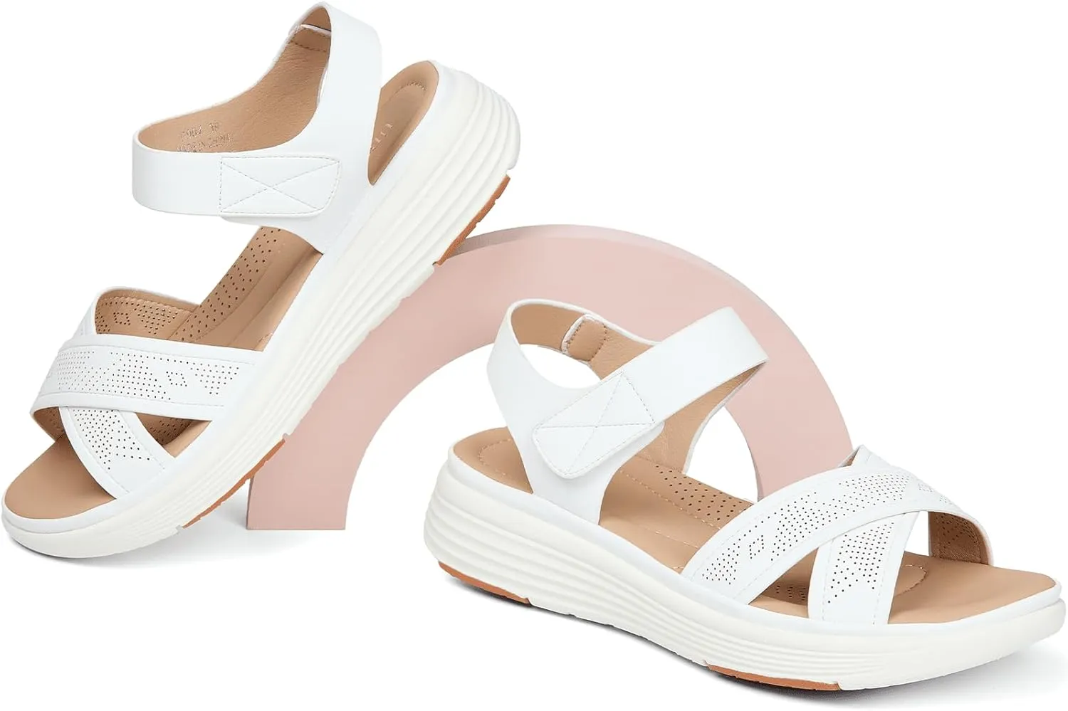 UBFEN Womens Platform Sandals Comfortable Lightweight Walking Ankle Strap Casual Low Wedge Sandals