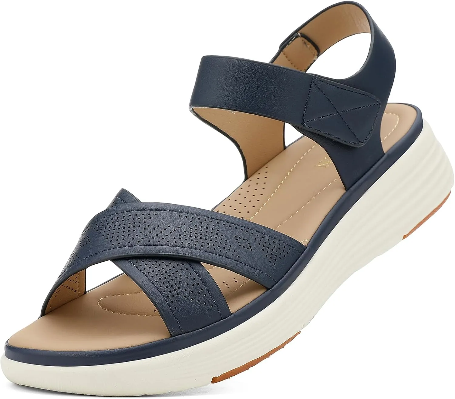 UBFEN Womens Platform Sandals Comfortable Lightweight Walking Ankle Strap Casual Low Wedge Sandals