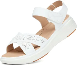 UBFEN Womens Platform Sandals Comfortable Lightweight Walking Ankle Strap Casual Low Wedge Sandals