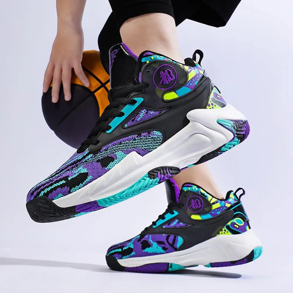 Unisex High Top Lightweight Fly-Weaving Running Jogging Sneakers Basketball Shoes for Youth