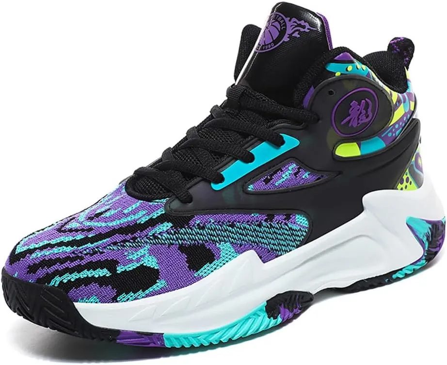 Unisex High Top Lightweight Fly-Weaving Running Jogging Sneakers Basketball Shoes for Youth