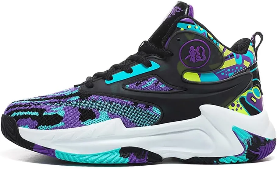 Unisex High Top Lightweight Fly-Weaving Running Jogging Sneakers Basketball Shoes for Youth