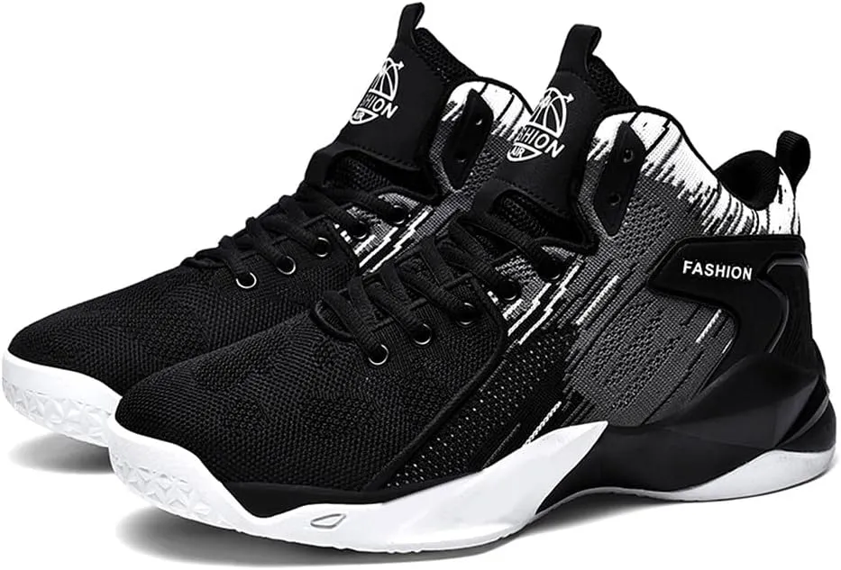 Unisex High Top Lightweight Fly-Weaving Running Jogging Sneakers Basketball Shoes for Youth