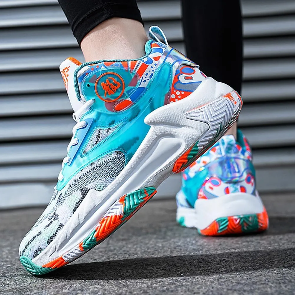 Unisex High Top Lightweight Fly-Weaving Running Jogging Sneakers Basketball Shoes for Youth