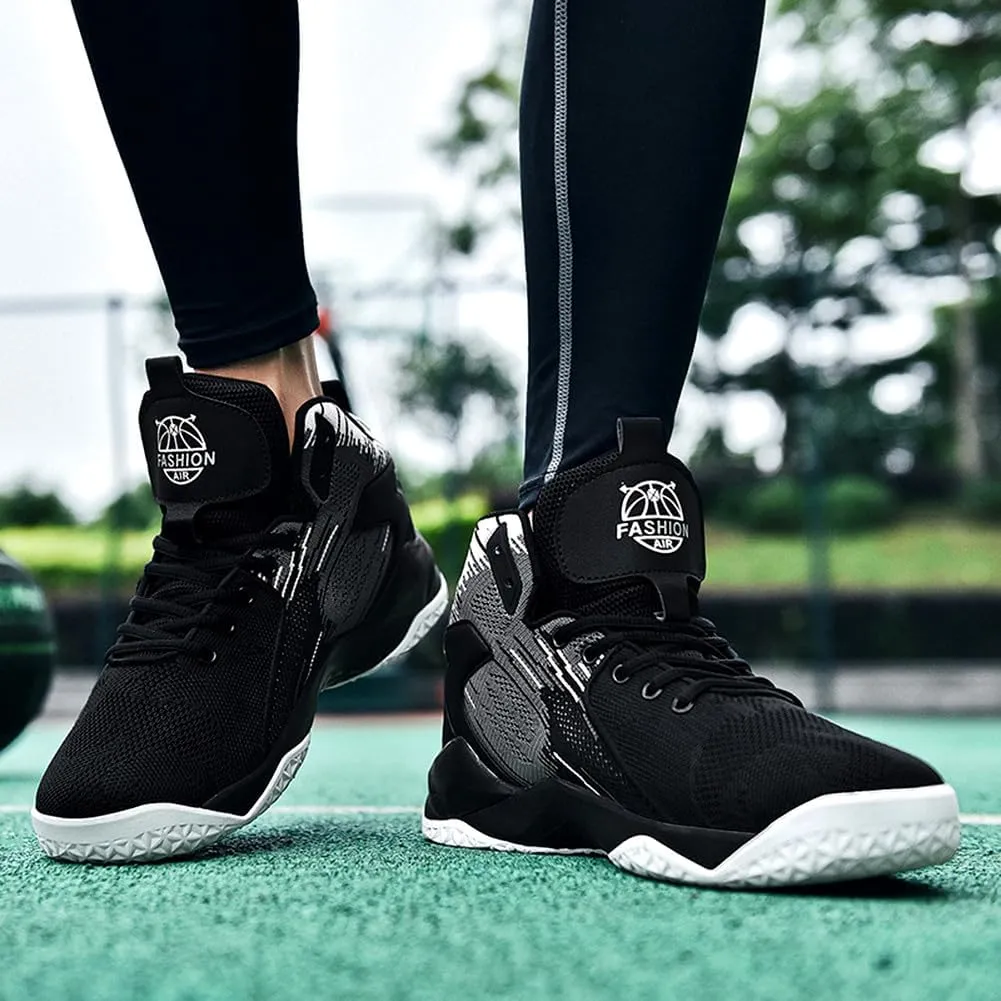 Unisex High Top Lightweight Fly-Weaving Running Jogging Sneakers Basketball Shoes for Youth