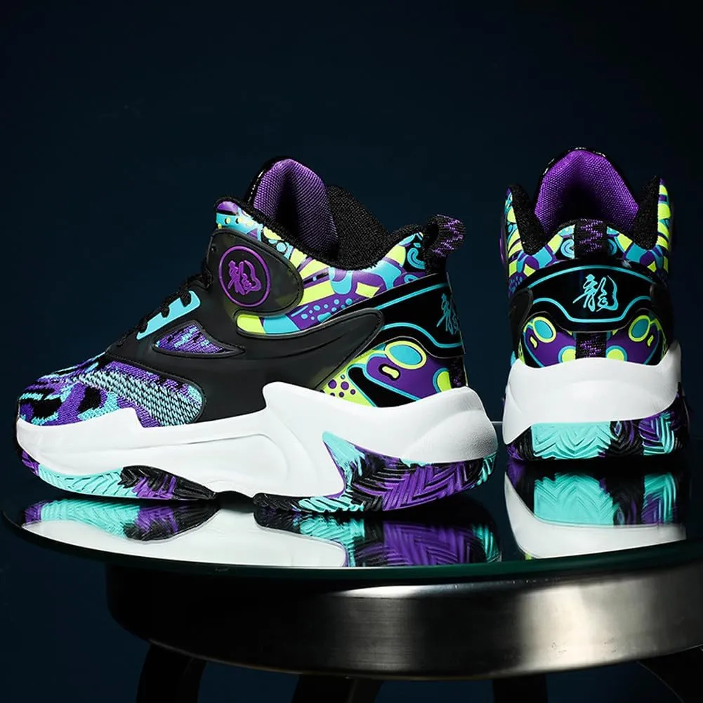 Unisex High Top Lightweight Fly-Weaving Running Jogging Sneakers Basketball Shoes for Youth