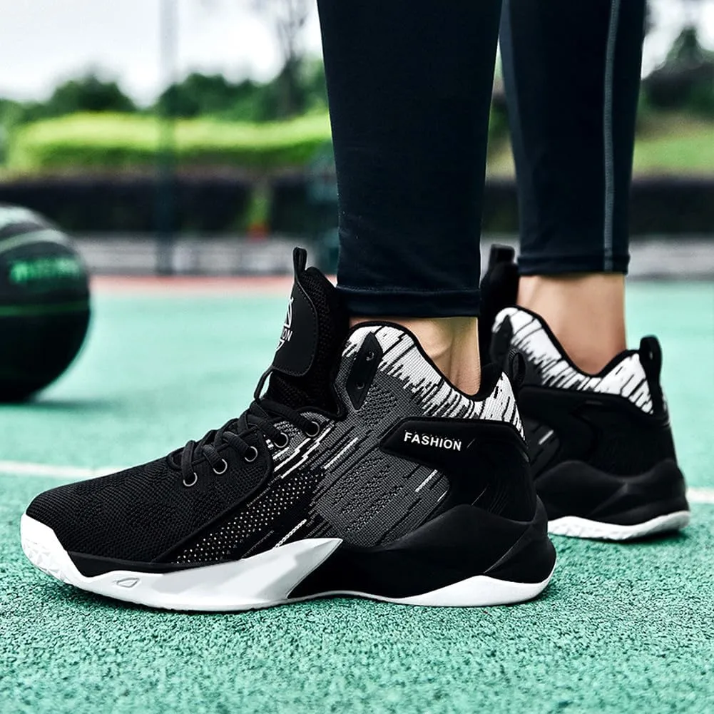Unisex High Top Lightweight Fly-Weaving Running Jogging Sneakers Basketball Shoes for Youth