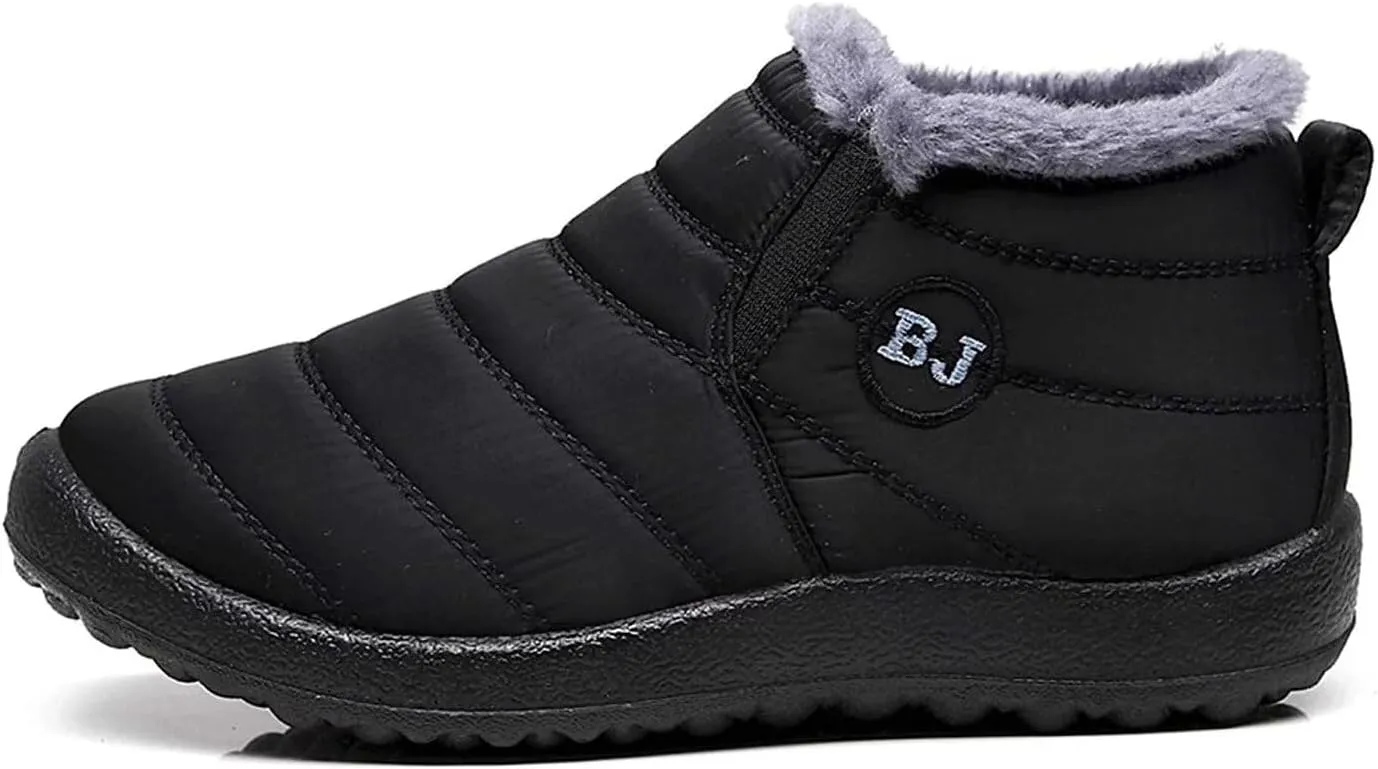 Unisex Waterproof Winter Snow Boots Warm Ankle Booties Fur Lining Shoes Lightweight