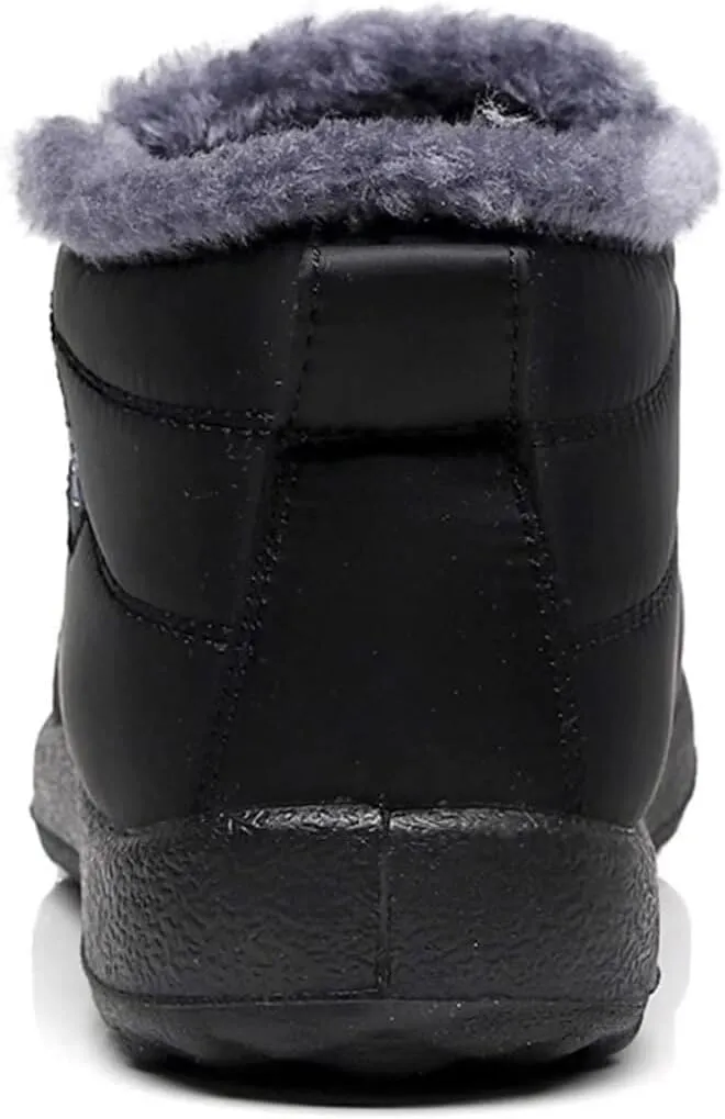 Unisex Waterproof Winter Snow Boots Warm Ankle Booties Fur Lining Shoes Lightweight