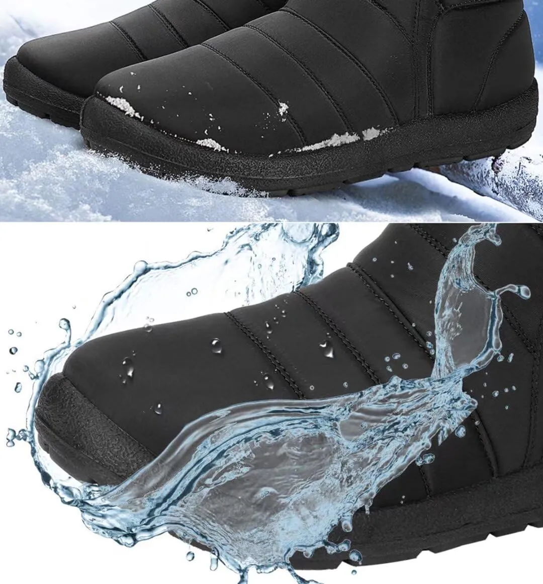 Unisex Waterproof Winter Snow Boots Warm Ankle Booties Fur Lining Shoes Lightweight