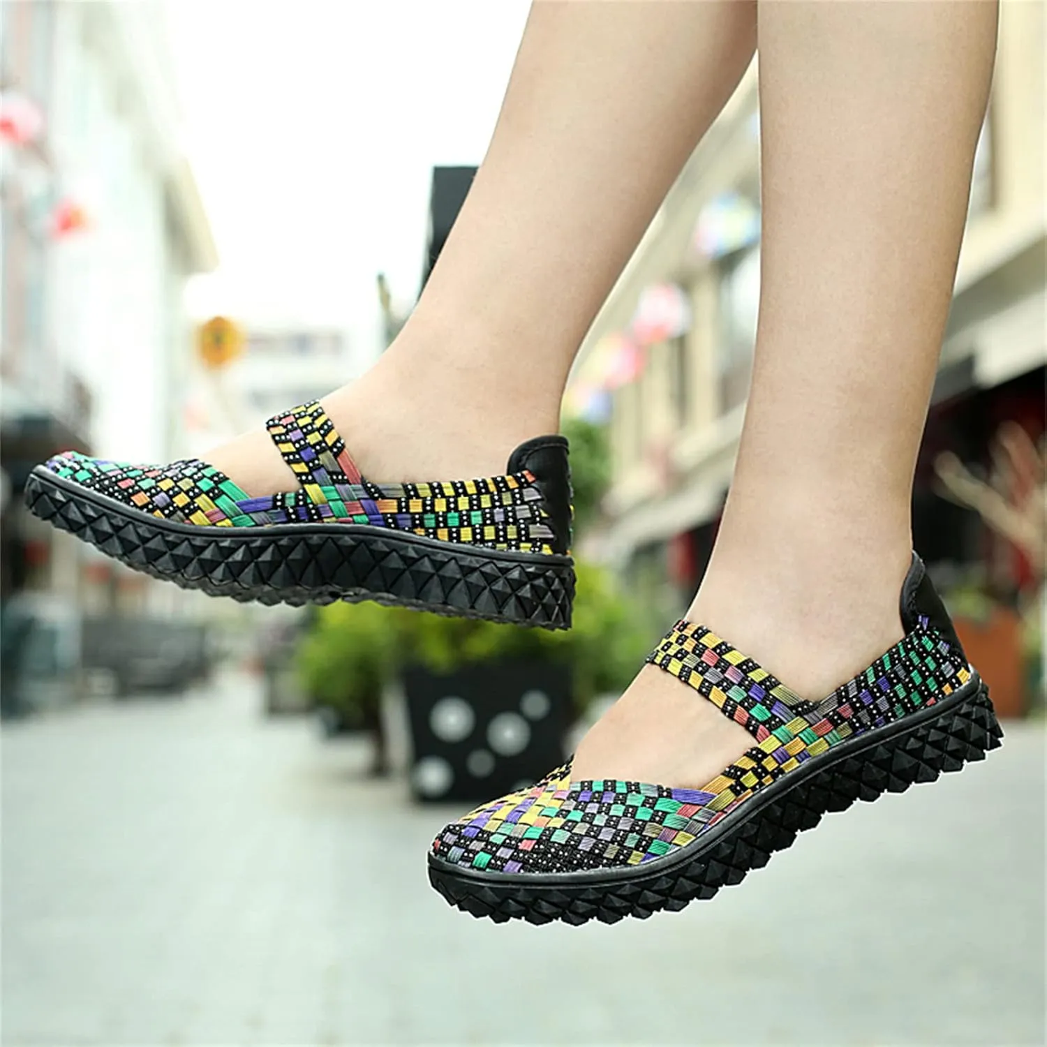 Veroders Women's Elastic Sport Sandals - Hiking Sandals Woven Elastic Walking Sandals Slip on Lightweight Sneakers