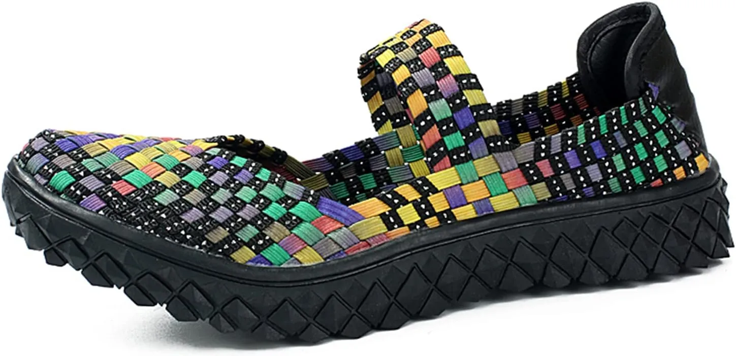 Veroders Women's Elastic Sport Sandals - Hiking Sandals Woven Elastic Walking Sandals Slip on Lightweight Sneakers
