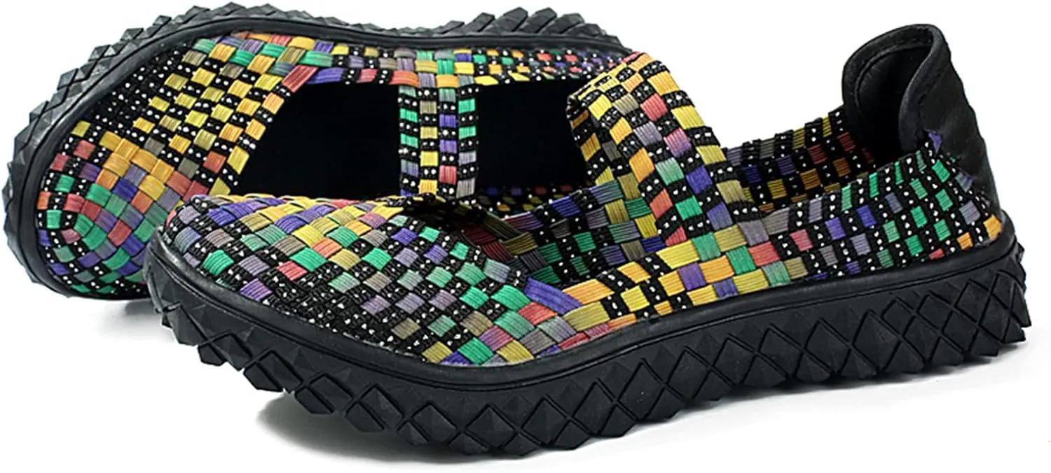 Veroders Women's Elastic Sport Sandals - Hiking Sandals Woven Elastic Walking Sandals Slip on Lightweight Sneakers