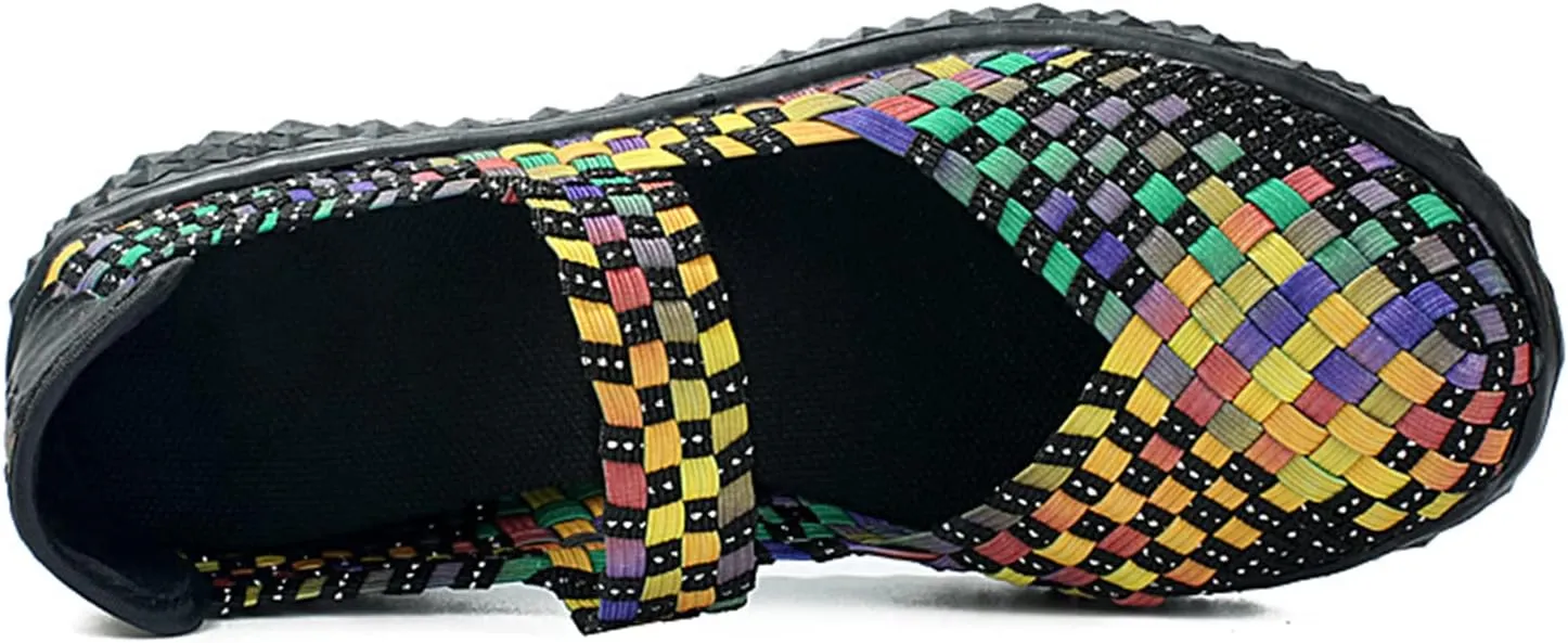 Veroders Women's Elastic Sport Sandals - Hiking Sandals Woven Elastic Walking Sandals Slip on Lightweight Sneakers