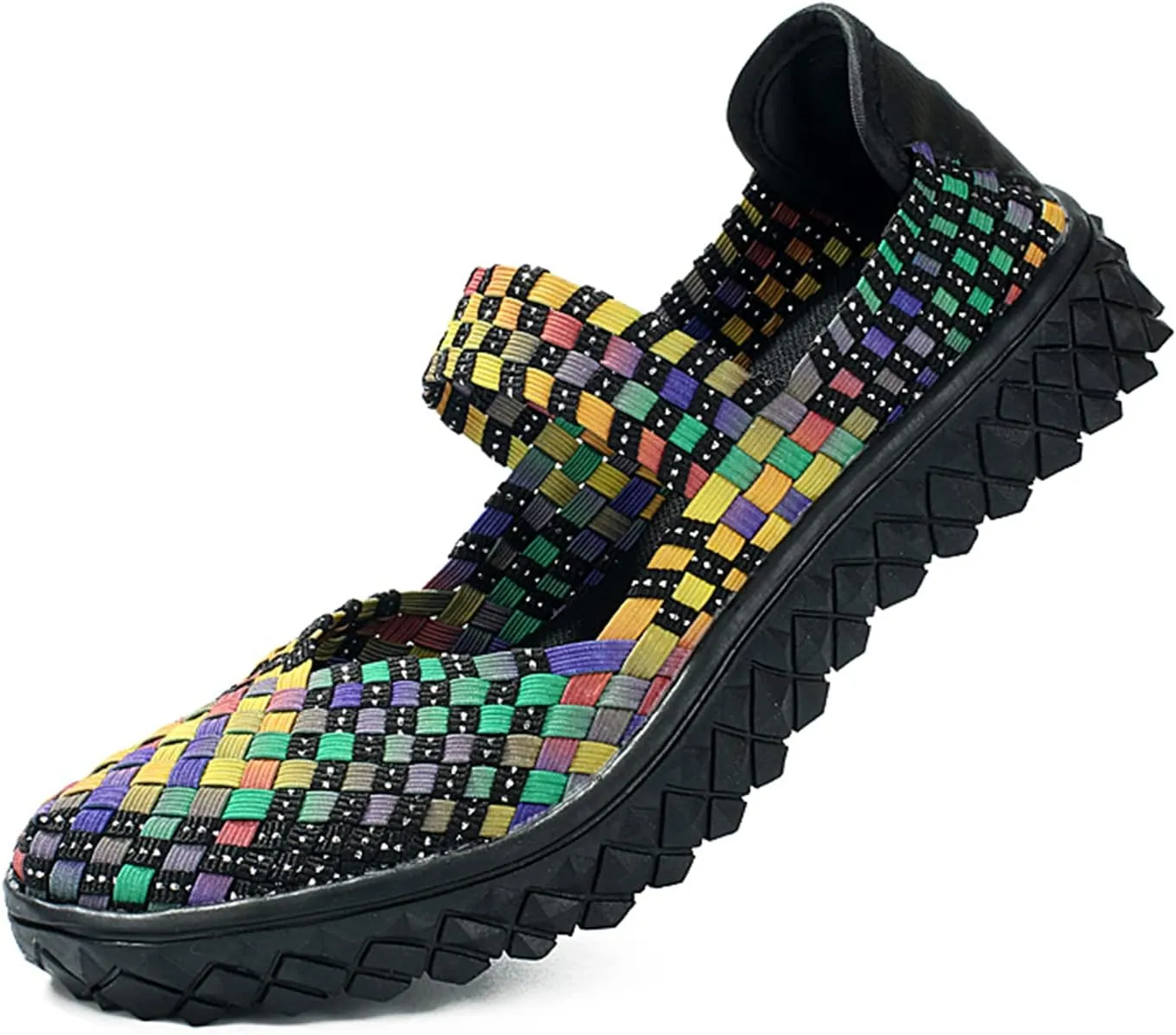 Veroders Women's Elastic Sport Sandals - Hiking Sandals Woven Elastic Walking Sandals Slip on Lightweight Sneakers