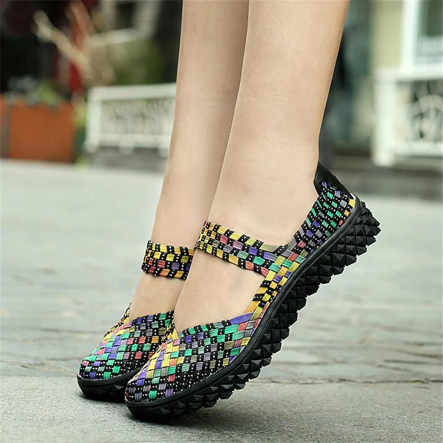 Veroders Women's Elastic Sport Sandals - Hiking Sandals Woven Elastic Walking Sandals Slip on Lightweight Sneakers