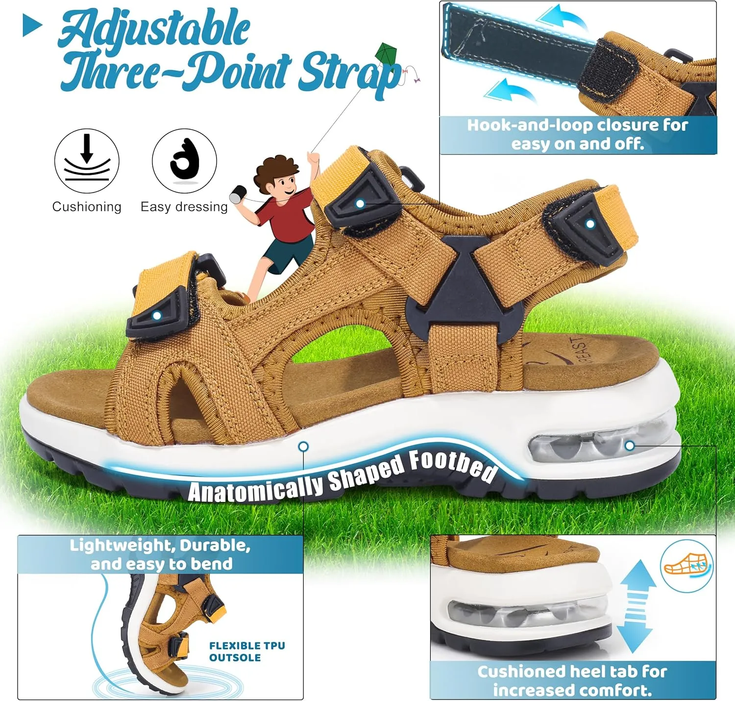 visionreast Boys Sandals Camouflage Print Kids Fashion Sport Sandals Outdoor Sandal Athletic Casual Sandals Beach Shoes