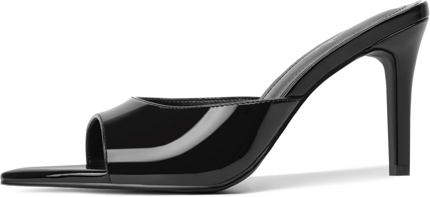 vivianly Clear Pointed Toe Heels Sandals Transparent Strap Stiletto High Heels Slip on Mules for Women