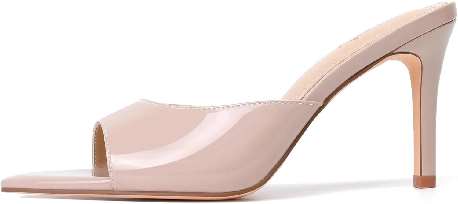 vivianly Clear Pointed Toe Heels Sandals Transparent Strap Stiletto High Heels Slip on Mules for Women