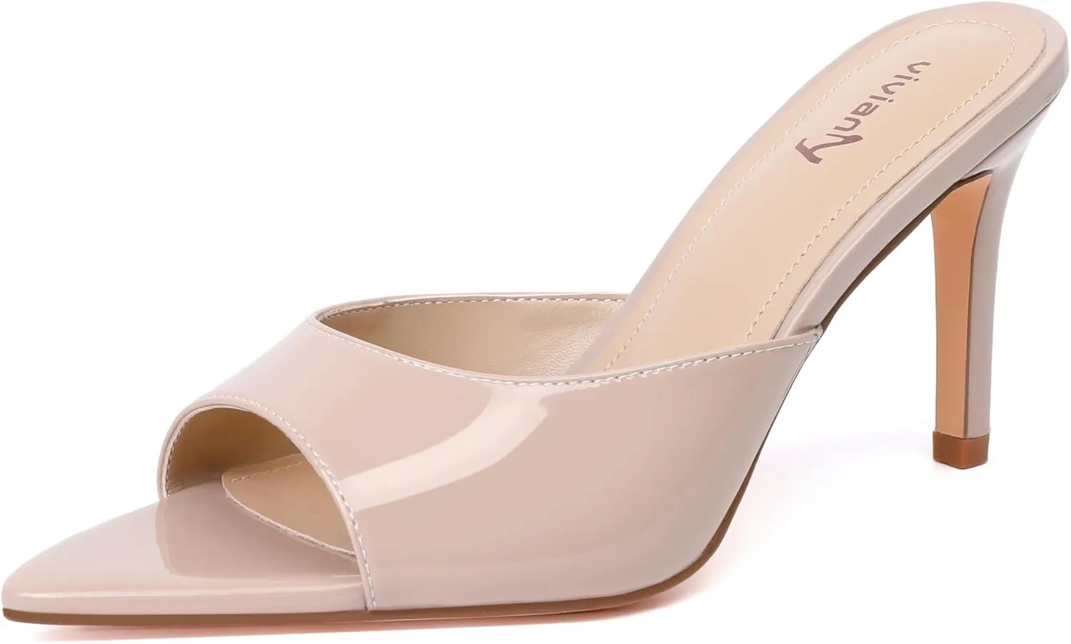 vivianly Clear Pointed Toe Heels Sandals Transparent Strap Stiletto High Heels Slip on Mules for Women