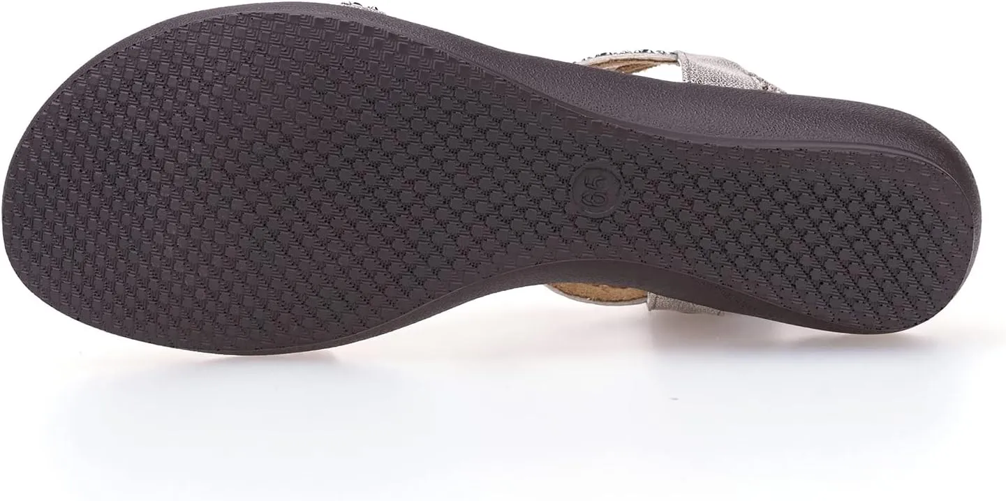 VJH confort Women’s Flat Sandals,Comfort Elastic Strap Rhinestone Open Toe Slip-On Casual Walking Sandals