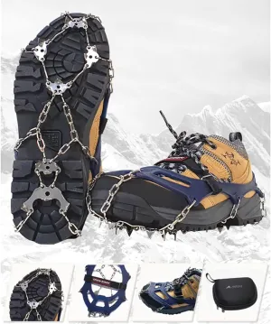 Vulcan2 Stain Crampons with EVA Case, Winter Hiking Walking Snow Boots Stainless Steel Ice Traction Cleats for Shoes Women Men, Safe Grips for Fishing, Climbing Spikes, Black Ice Jogging